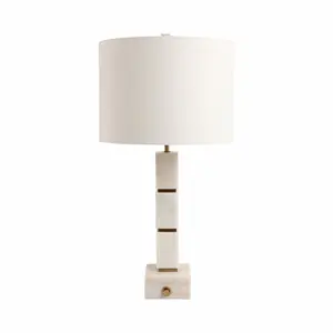 212 MAIN White Stacked Cubes Stone Lamp Base, 27x14 in., with On-Off Switch