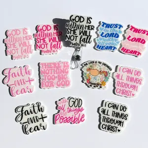 Scripture Badge Reel Inspirational Bible Verse ID Holder with Optional Glitter Durable Design for ID Keys & Cards Ideal for Christians