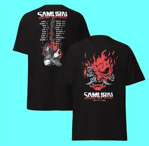 Samurai Reunion Tour Shirt With Tour Locations Classic Samurai Band Shirt Cyberpunk Samurai T-shirt/Sweatshirt/Hoodie 2 Sided Cotton Menswear Top