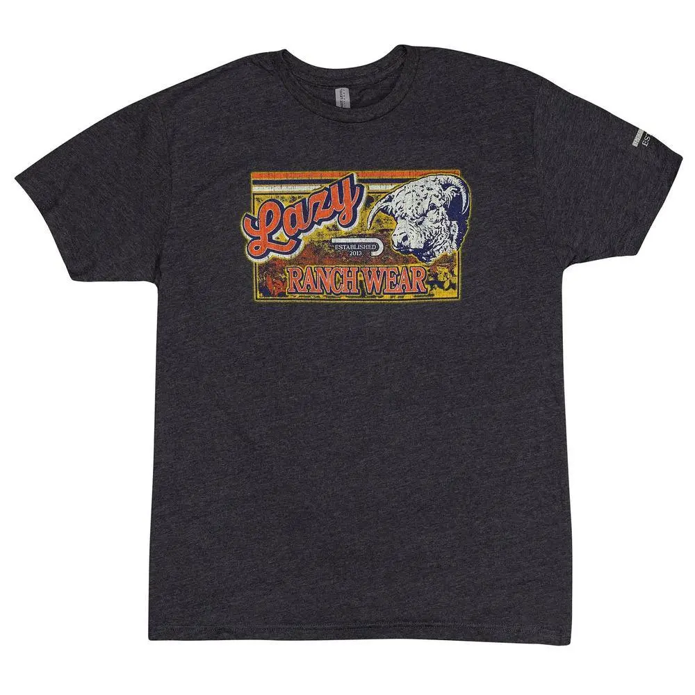 Men's Retro Graphic T-Shirt - Ranchwear Logo Print, Casual Western Clothing, Short-Sleeve Crew Neck, Cotton Blend Menswear Fashion Tshirt