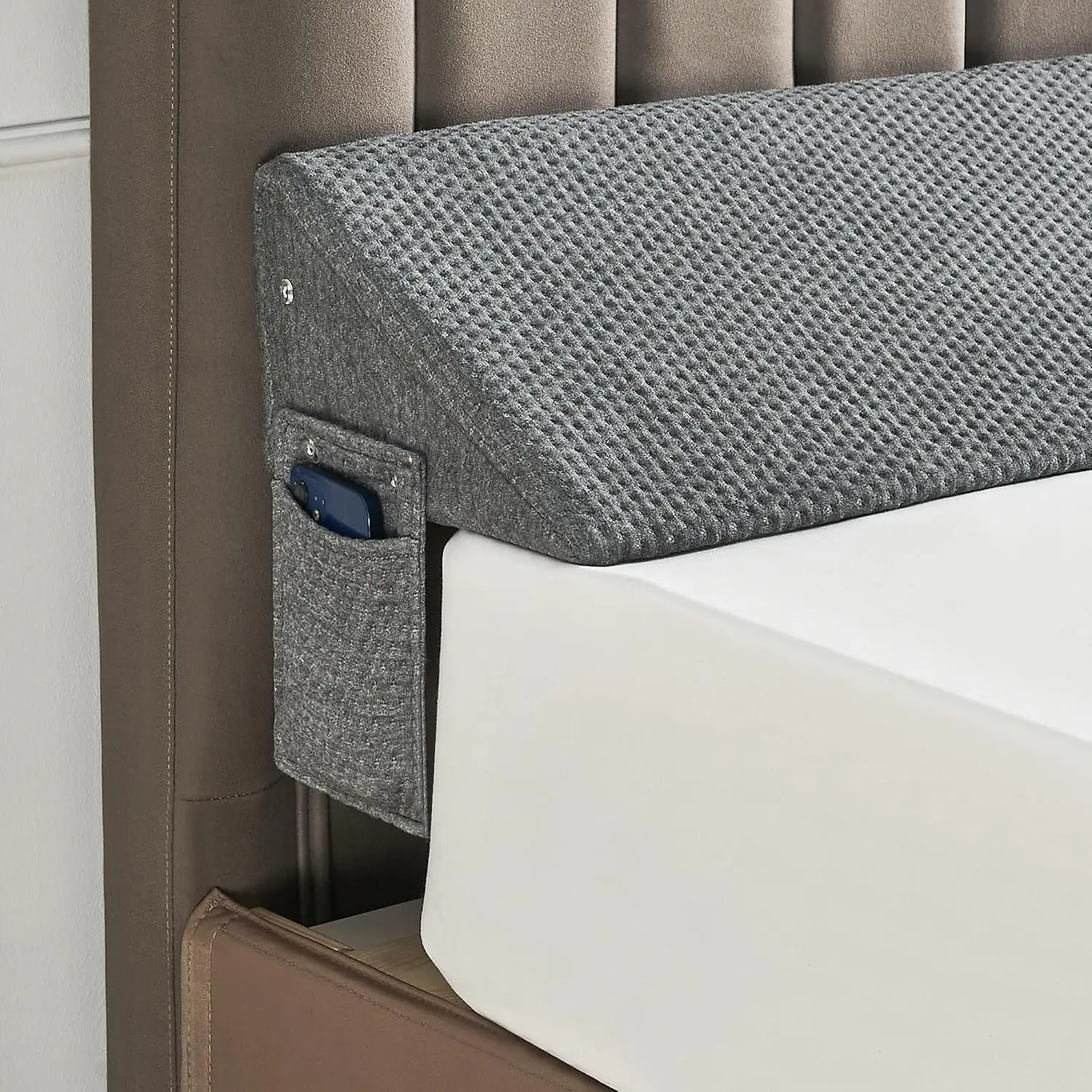 Gap Filler Bed Wedge Pillow for Headboard Gap, High-Density Memory Foam with Breathable CoverBed, Mattress Gap Filler(0-8"), Bed Wedge for Gap Between Your Headboard and Mattress Dark Grey, Anti-Slip Design Prevents Pillow From Falling Off