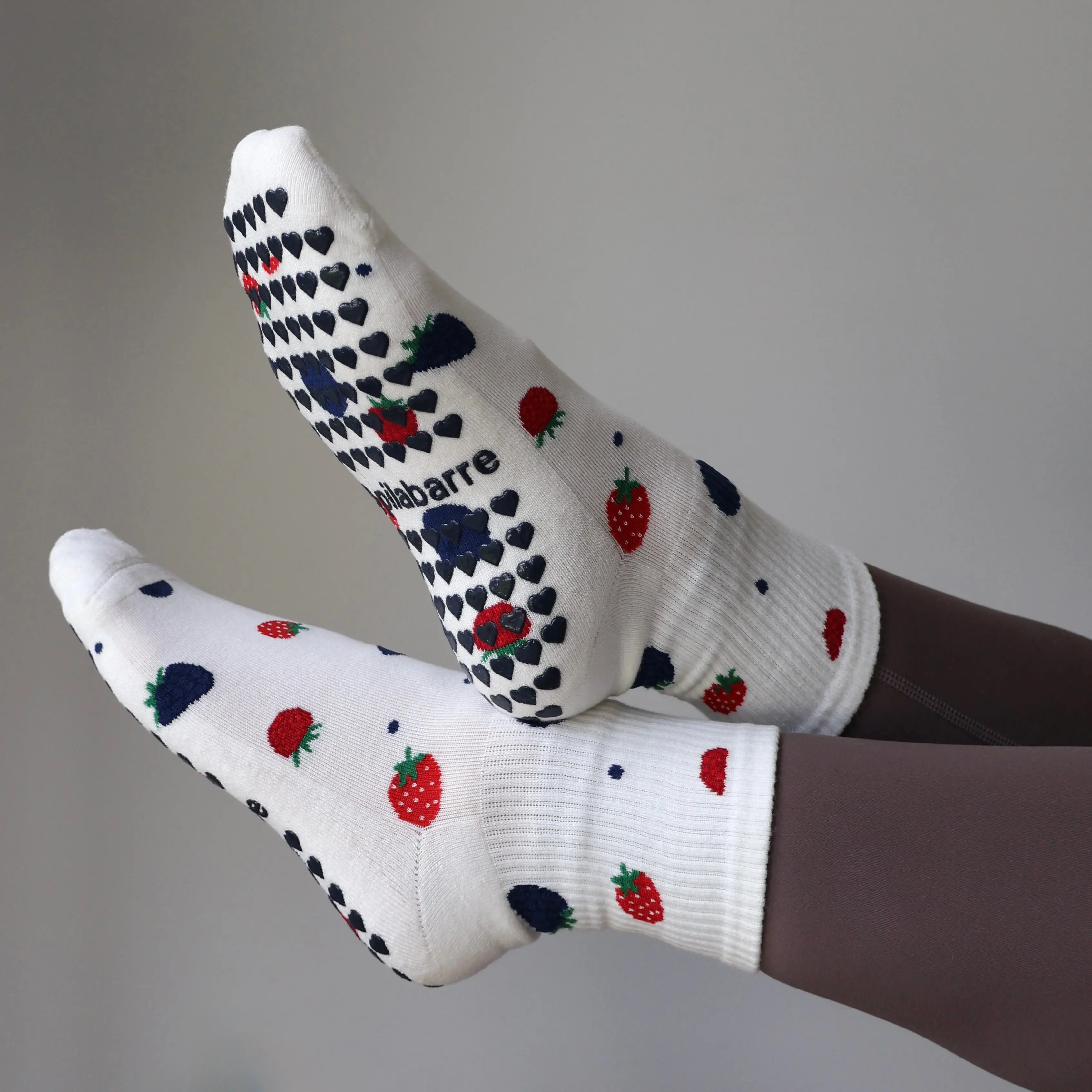 Berries & Cream Grip Socks - cute pilates socks and cute barre socks - berry pilates socks Anti Slip Texture Non Slip Socks Athletic Grip Sock