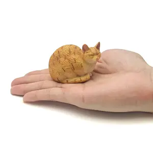 Cute Cat Figurine Statue Unique Design Solid Cat Model for Garden Decor Office Desk Bonsai Decoration Mini Animal Park Scene
