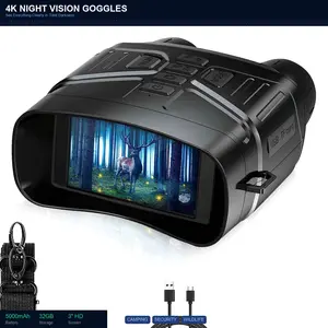 4K Night Vision Goggles Binoculars for Camping & Security - 5000mAh Battery, 32GB Card, Infrared 850nm, 3’’ HD Screen Telescopic