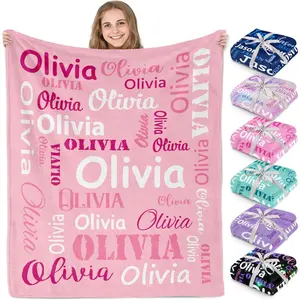 Ships Next Day Personalized Blankets and Throws Custom Blanket with Name Customized Flannel Blanket for Kids Valentines Gifts for Teen Girls Boys