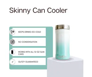 Teal Ombre Glitter Glitzy Skinny Can Cooler