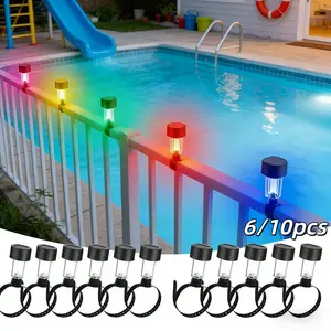 6/10pcs Solar Zip Tie Lights, Solar Garden Lights, Multicolor, Semi Flush Mount Deck Lights for Pool Fence, Steps, and Stairs, Bright and Warm Illumination, Solar Charged, Plastic Fixture, Battery Powered, Easy Installation, Outdoor Yard Lighting