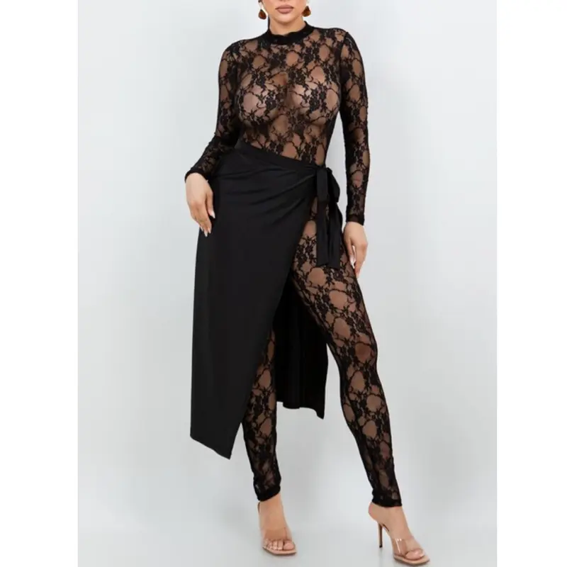 Miranda Set -The jumpsuit is made of 89% nylon and 11% spandex, while the skirt is 92% polyester and 8% spandex. This combination offers both style and comfort.