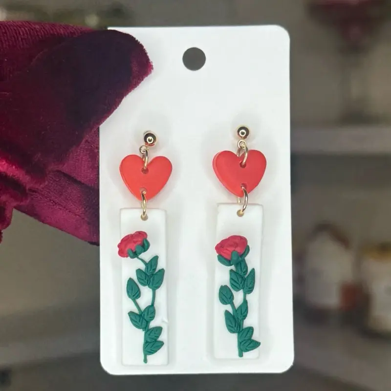 Rose clay earrings