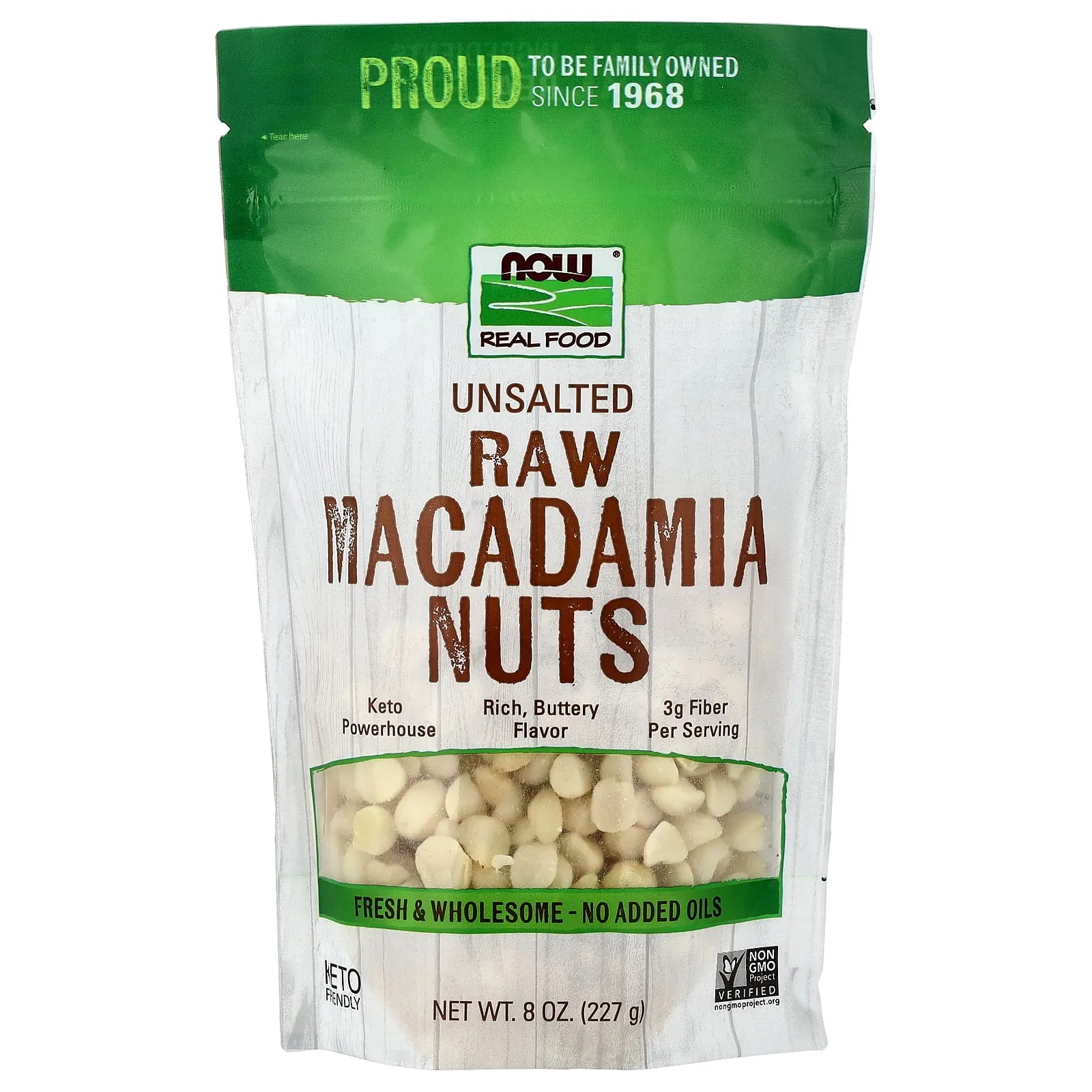 NOW Foods Real Food, Raw Macadamia Nuts, Unsalted, 8 oz (227 g)