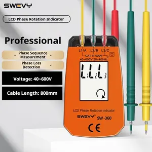 SWEVY Contact-Type Three-Phase Sequence Continuity Tester 40-600V LCD Backlight Three-Phase Electric Motor Tester Digital Multimeter Battery Powered, Electrical Maintenance | Electrical Tester | Practical and Easy to Use