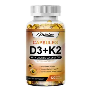 Pslalae - Vitamin D3+K2 Complex Supplement - Supports Vitamin Absorption - 120 Capsules