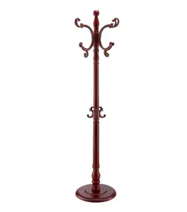 Freestanding Coat Rack Wooden Coat Tree with Stable Large Base & 11 Hooks