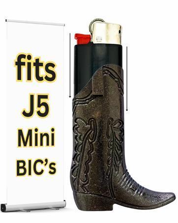 Cowboy Boot Lighter Case. Cow Boy Boot Lighter Holder Sleeve for J5 and J6 BIC Lighters. | Lighters NOT Included