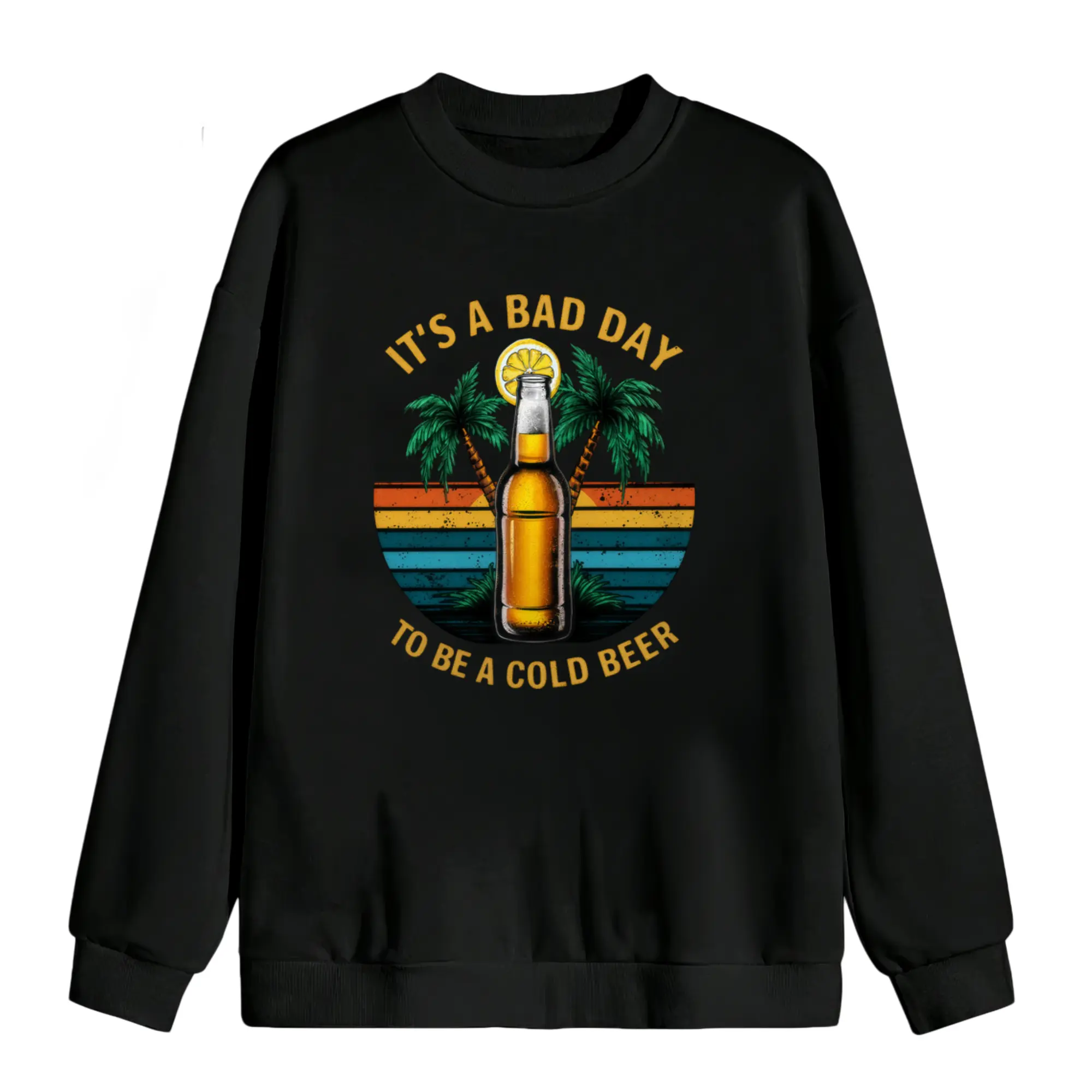 Vintage Long Sleeve Sweatshirt for Men – 'It's a Bad Day to Be a Cold Beer' Casual Beer Drinker’s Top