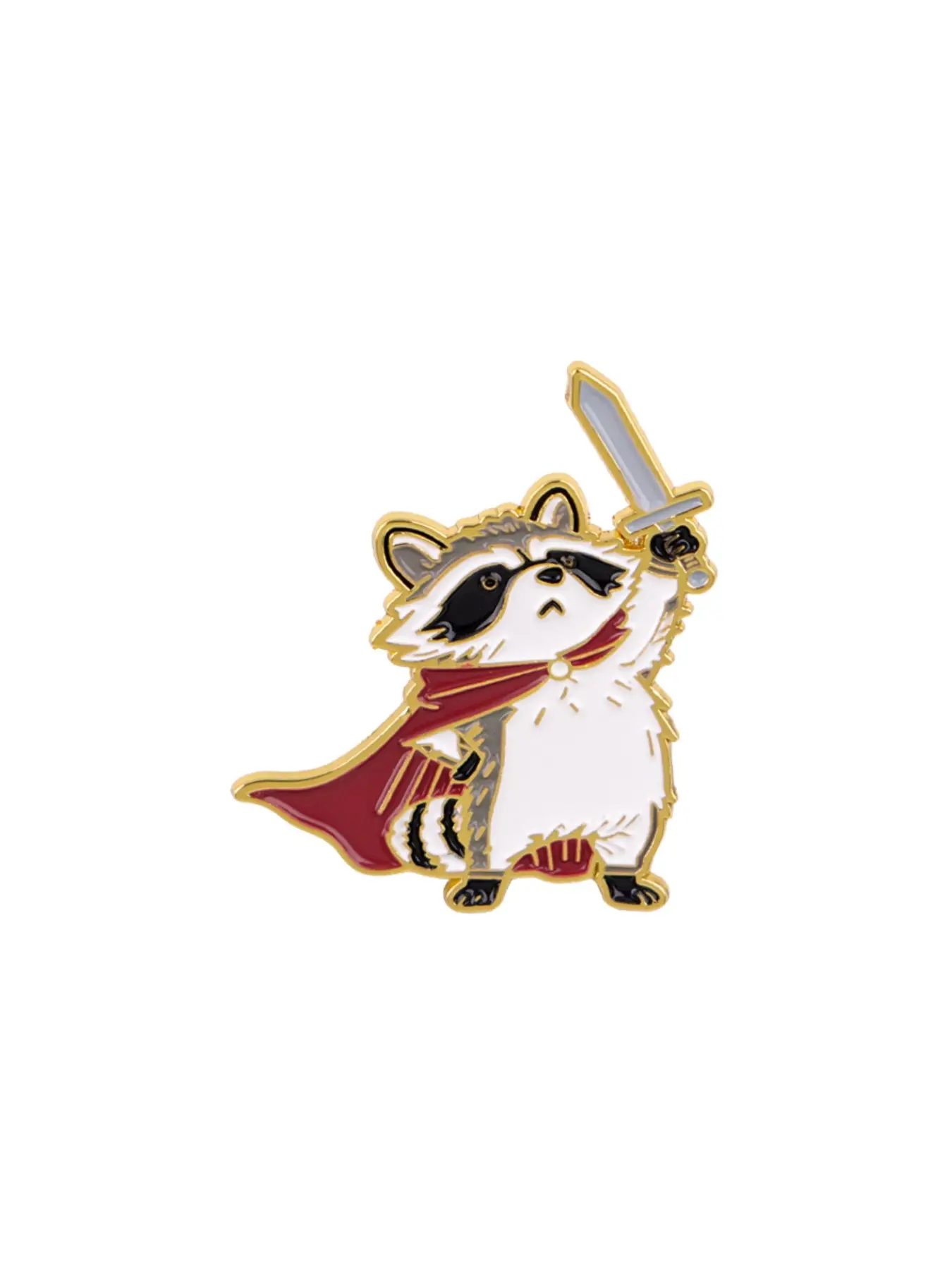 Raccoon Knight Badge Pin, Lapel Brooch, Alloy Brooch Pin, Brooch Pin Clip, Fashion Lapel Pin, Durable Metal Pins, Cartoon Animal Design, Unisex Casual Clothing Accessory, Perfect Gift for Family and Friends