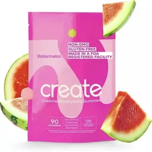 Create Creatine Monohydrate Gummies for Men & Women, Boost Focus, Strength, and Endurance, Anti-Melting Formula, Vegan, Gluten-Free, Non-GMO, 1.5g of Creatine per Gummy (Watermelon)