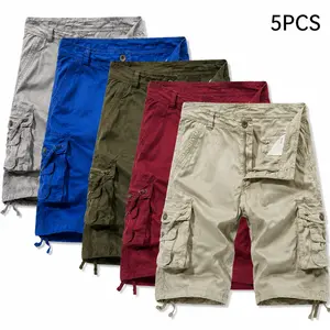 Men's Cotton Cargo Shorts in a Casual Loose Fit with Multiple Pockets, Stylish Mid-Length Summer Wear