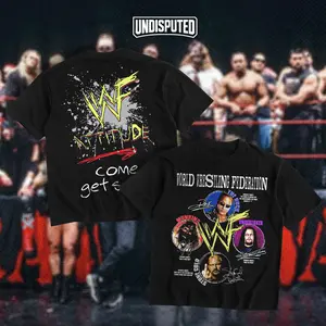 UNDISPUTED WWF Attitude Come Get Some Heavy Cotton Shirt WWE Shirt WWF Tshirt Hoodie Zip Up Hoodie Wrestler Fan Apparel Menswear Direct-to-garment Breathable Printing