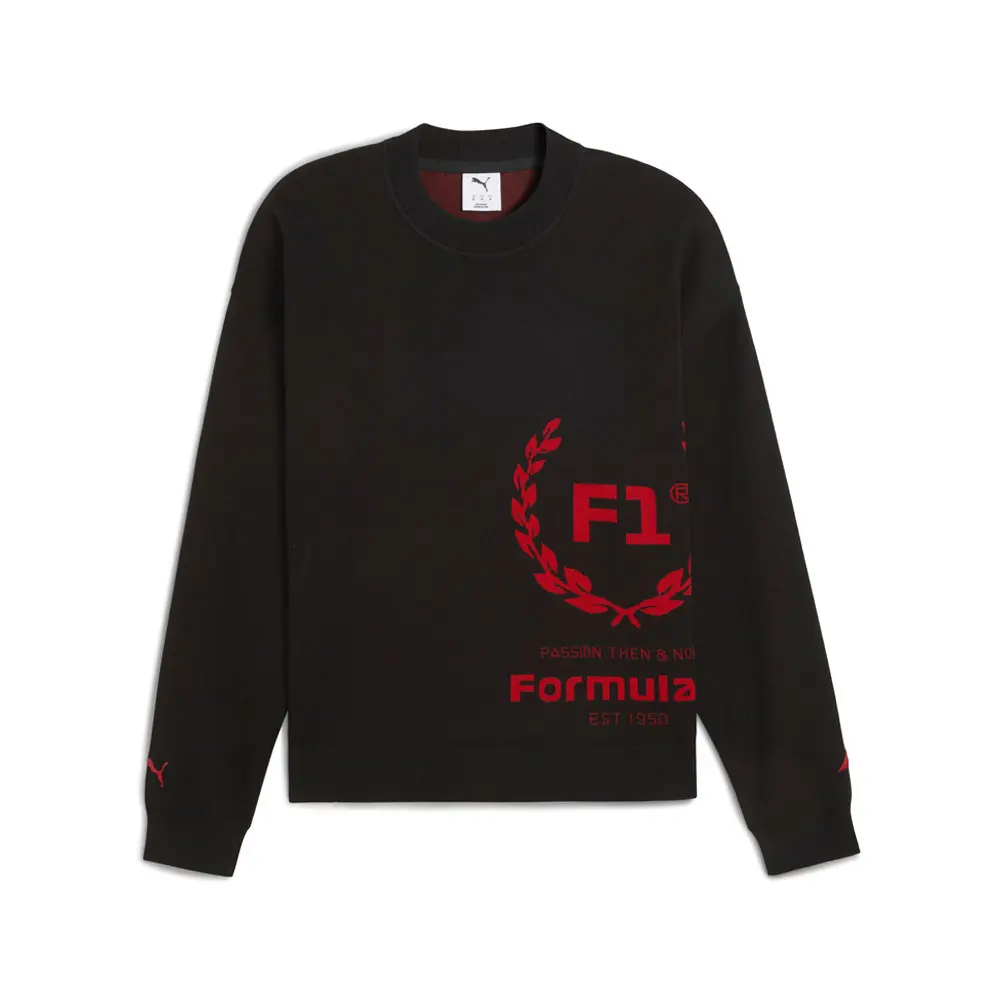 PUMA Mens Formula 1 75 Years Motorsport Crew Neck Sweatshirt Casual Tops Casual - Black