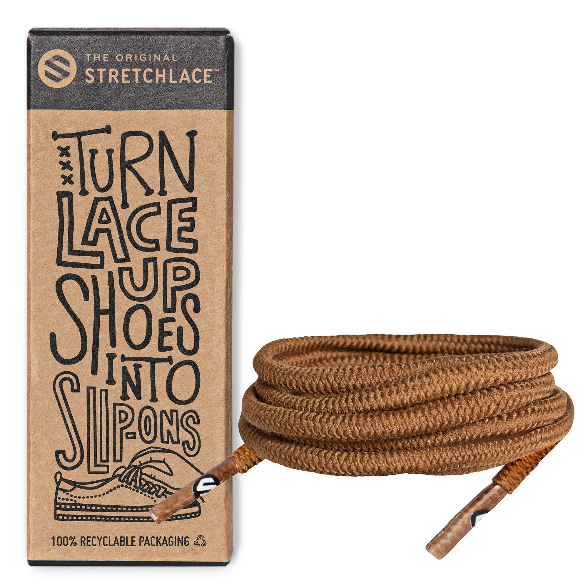 Light Brown Round Elastic Stretch Shoe Laces Footwear Comfort