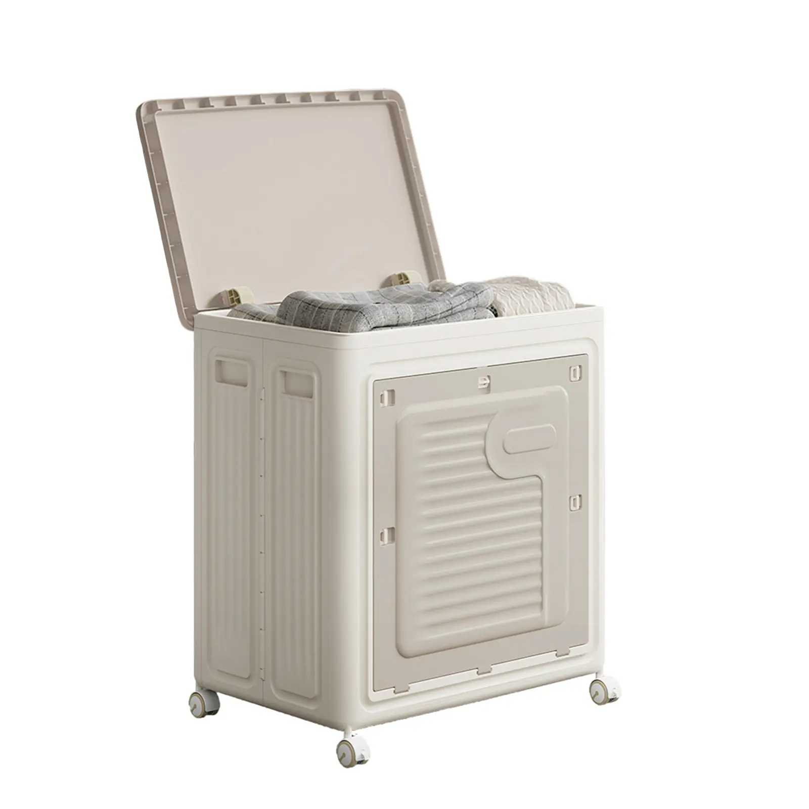Rolling Laundry Hamper With Lid, 123L Large Capacity Clothes Hampers for Laundry, Plastic Collapsible Laundry Baskets With Wheels Install-Free