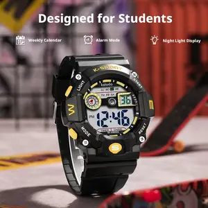Unisex Sports Casual Electronic Watch Waterproof Backlight Alarm Timer Multifunction Student Watch Screen Military Waterproof Waterproof Wristwatch