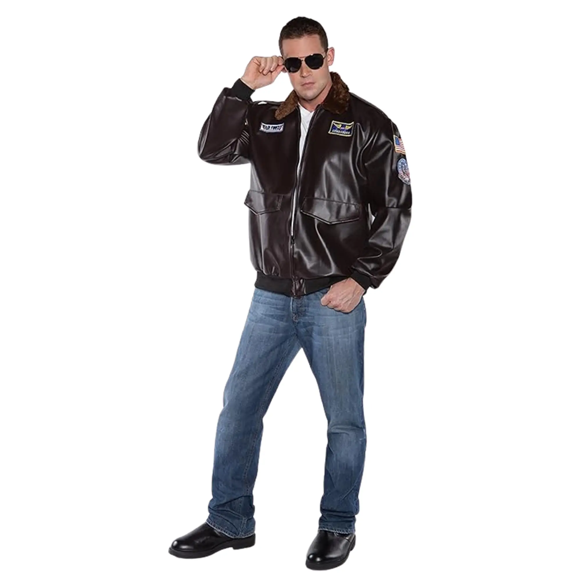 Flying High Jet Pilot Adult Costume Bomber Jacket, Menswear, Cosplay Costume, Clothes, Costumeshalloween, Halloween Costume