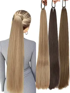 Women's High-Temperature Fiber Tail Hairpiece, Synthetic Material, Durable Design, Perfect for Daily Use & Stylish Looks, Synthetic Wigs, All Seasons, Straight Texture