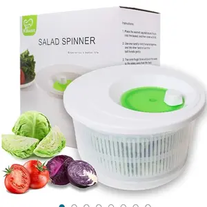 K BASIX 4.5-Qt Large Salad & Vegetable Spinner, Easy Water Drain System, Compact Storage, Secure Lid Lock, Rotary Design