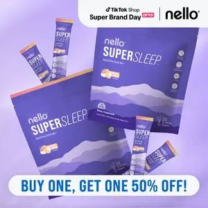 Nello Supersleep Nighttime Sleep Support Drink Mix 2-Pack, KSM-66 Ashwagandha, Maizinol, L-Glycine, Magnesium Glycinate, Melatonin-Free, 2 Pack of 20 Travel Packets