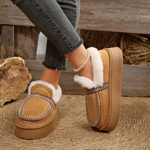Women's Mini Snow Boots Warm Platform Fleece - Lined Slippers Anti-Skid Indoor Outdoor Shoes