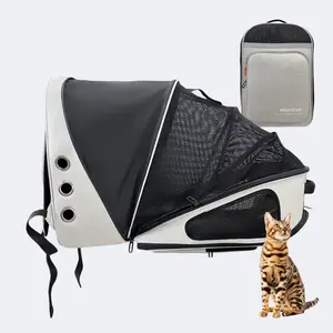 Expandable Cat Carrier, Low-Stress Sanctuary Pet Backpack with 3X Space, Large Travel Bag for Cats up to 18 lbs, Durable Outdoor Hiking Essentials, Ideal Gift for Cat People