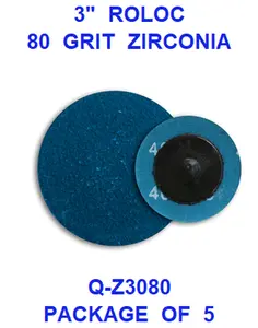 3  INCH  ZIRCONIA  ROLOC  80  GRIT  (5PACK)