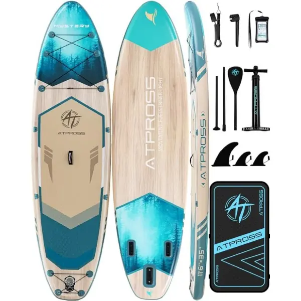 [DealsForYouDays] 11'6"×35" Inflatable Stand Up Paddle Board, 450LBS Capacity, Premium SUP for Paddling, Fishing & Yoga, Wide Non-Slip Deck, Double-Ended Paddle & Two-Way Pump & Full Accessories