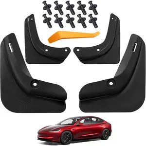 New Upgrade Soft Material Automotive Car Mudguard Protector for Tesla Model 3, Front and Rear Wheel Mudguards, Vehicle Accessories, Durable Protection
