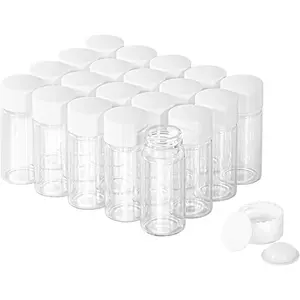 10ml Clear Glass Vial 20 count with White Screw Cap and Inner Plug 20 count, Leak-Proof Glass Bottle Sealed Sample Vials