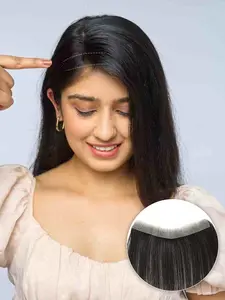 Forehead Hairline Fringe Bangs Transparent for Women, PU Base 6-10 Inch Human Hair, Lightweight Biological Scalp Ultra-thin Hairline Replacement Pieces Natural Look for Party, Daily Use