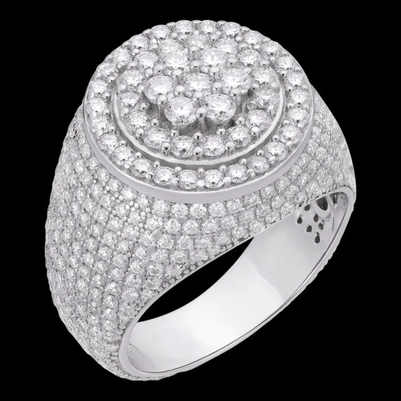 4.68ct Real DIAMOND Round Cluster Iced Out Ring - 925 Silver