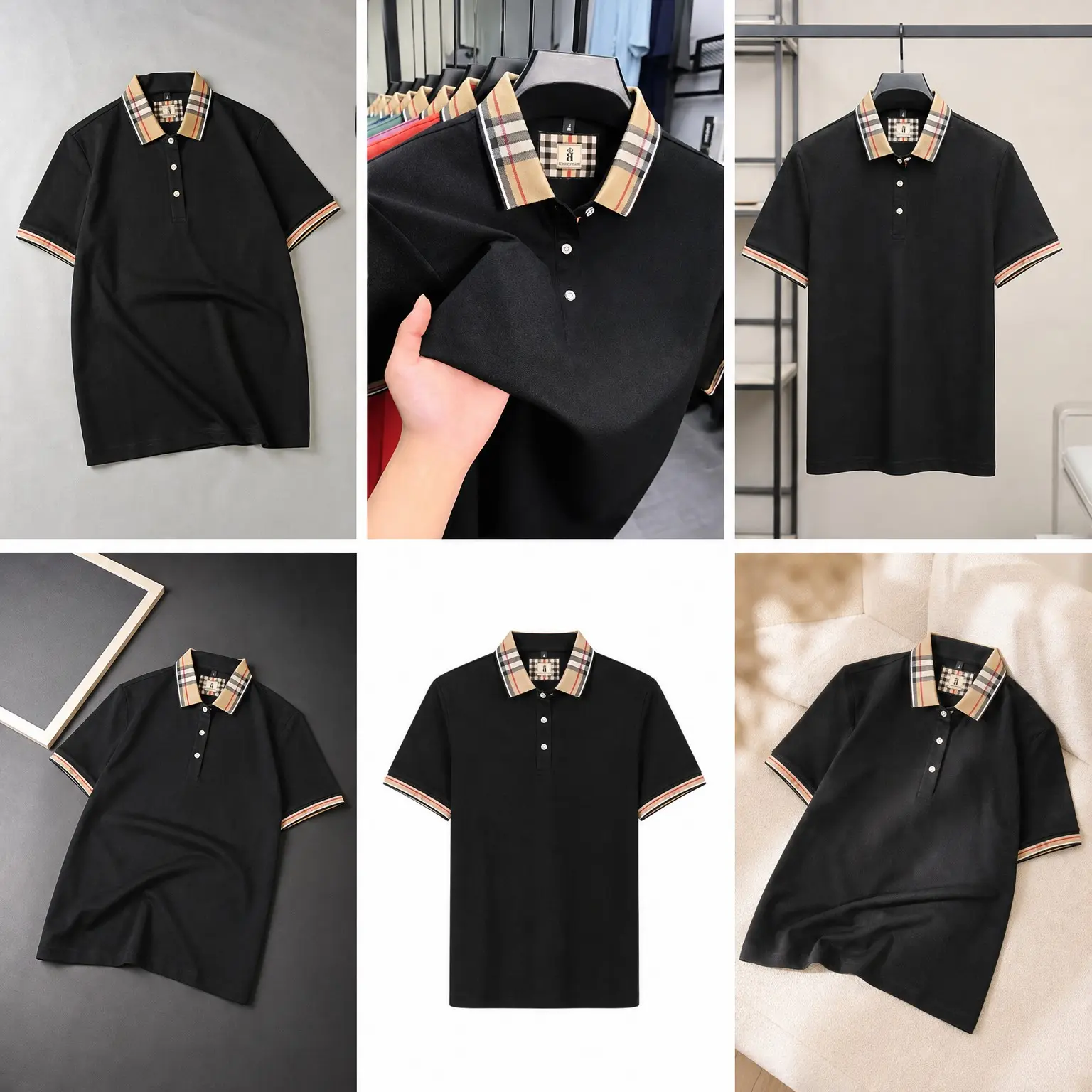 Men's Summer New Silk Cotton Breathable Fashion Top Casual Business Plaid Lapel Short Sleeve T-Shirt Lightweight Comfortable Daily Office Outfit Versatile Stylish Buttons DesignGift（gift）Gift