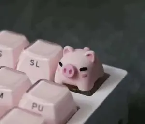 Cute Pink Piggy Artisan Keycap, Kawaii Animal Custom Keycap for Mechanical Keyboards, Cherry MX Compatible, Gamer Girl Gift