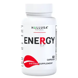 Energy Supplement Ginseng - Vitamin C, Vitamin B1 B3 y B6, Folic Acid - 60 Capsules - HALLUSA NATURAL