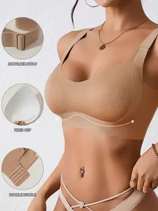 Minimizing Wireless bra with wide adjustable straps soft massage padding and a seamless design for all day comfort