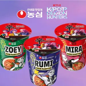 Nongshim x K-pop Demon Hunters Cup Noodle Flavor Limited Series (Rumi-Superstar Spicy & Smoky / Mira-Spicy Queen Gourmet Spicy / Zoey- Bueger Hero Hamburger Flavor))