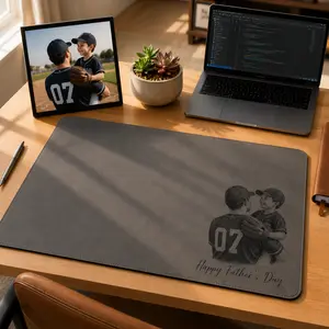 Personalized Baseball Dad Desk Mat Custom Photo Father’s Day Gift for Dad Large Mouse Pad Office Desk Decor Gift from Son Daughter