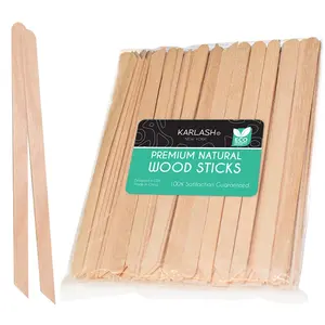 100 Pieces Small Wax Sticks Wood Spatulas Applicator Craft Sticks for Body Hair Eyebrow Lip Nose Removal Slanted/Round Pack of 100