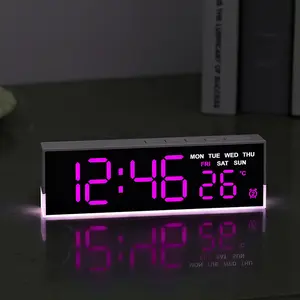 Glow In The Dark USB Powered Digital Alarm Clock with White Mood Light TEMP Week 2 Alarm DST Table Clock 3 Levels Brightness 12/24H Led Display Clock Multifunctional Alarm Clock