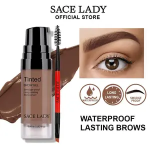 SACE LADY Long Lasting Eyebrow Gel Waterproof Pigemented Tinted Eye Brow Cream Makeup Kit Dark Brown Flawless