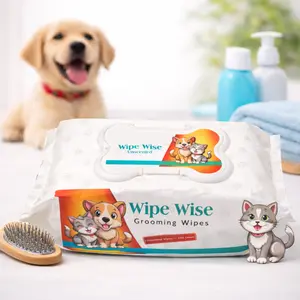 Pet Grooming Wipes for Dogs & Cats | Hypoallergenic, 3-in-1 Cleaning, Deodorizing and Hydrating, for Grooming Paws, Body and Butt, Unscented, 100 Count