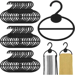 50 Pcs Black Plastic Scarf Hanger Organizer Space Saving Closet Accessory Holder for Scarves, Belts, Ties, Headscarves, and More